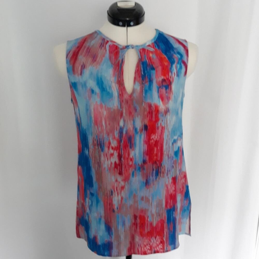 ecru Sleeveless Multicolor Silk Keyhole Camisole S